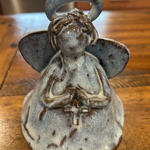 Studio Art Handcrafted Clay Pottery Angel with Halo